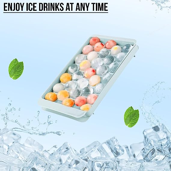 Small Round Ice Cube Tray with Lid for Freezer BPA-Free Ice Ball Maker Mold  Easy Release 